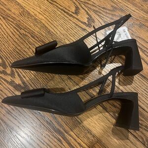 Zara Grosgrain Black Slingback Heels